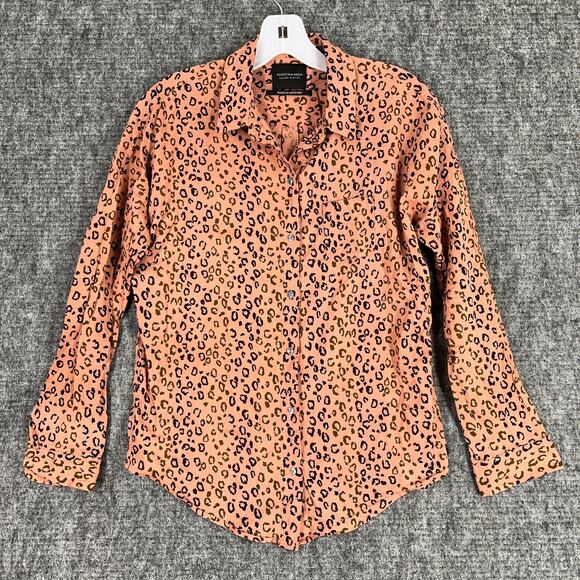 Scotch Soda Shirt Womens Extra Small Cheetah Print Button Up Business Casual - Picture 1 of 7